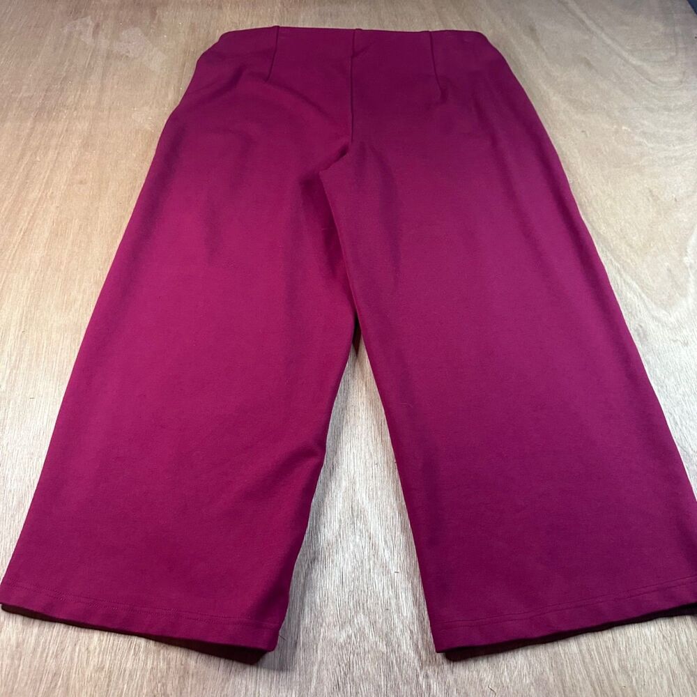 Autres Filles Women’s Dark Red Wide Leg Cropped Pants L/G Stretch Winter Career - Picture 3 of 6